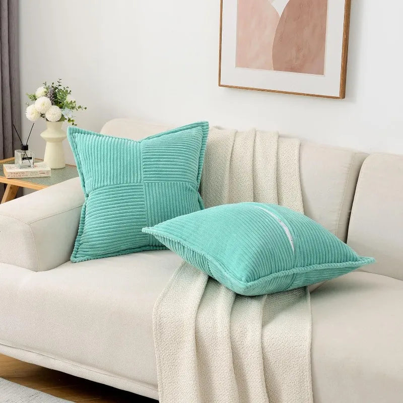 Elegant Striped Corduroy Cushion Cover
