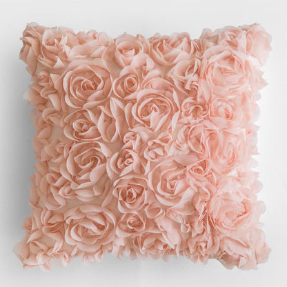 Romantic Rose Embroidered Pillow Cover