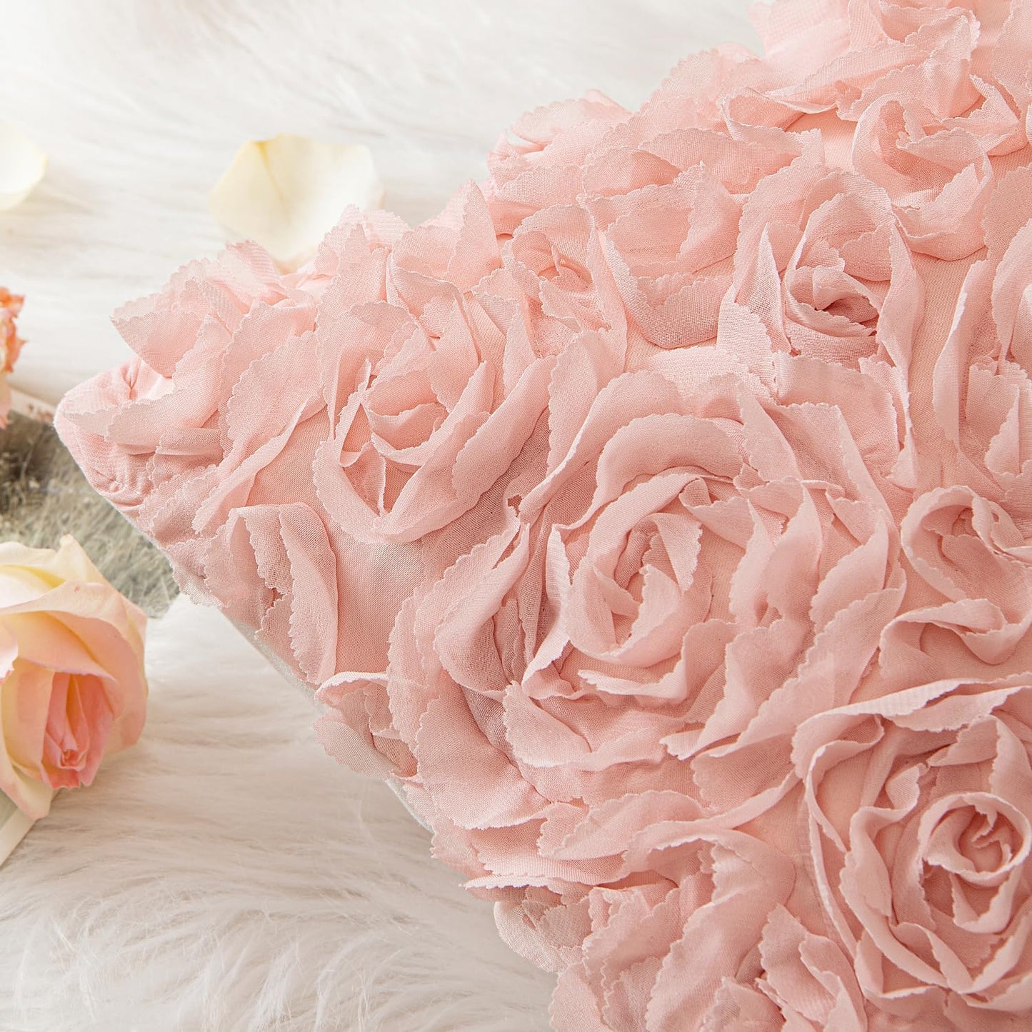 Romantic Rose Embroidered Pillow Cover