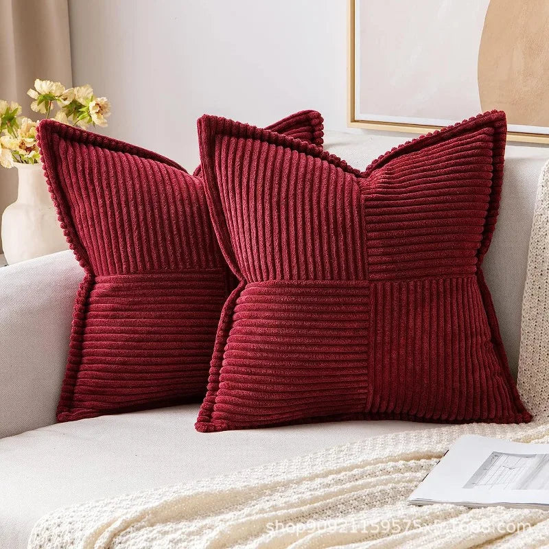 Elegant Striped Corduroy Cushion Cover