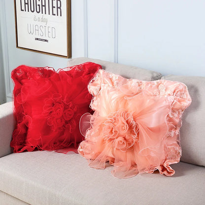 Elegant Lace Square Pillow Cover
