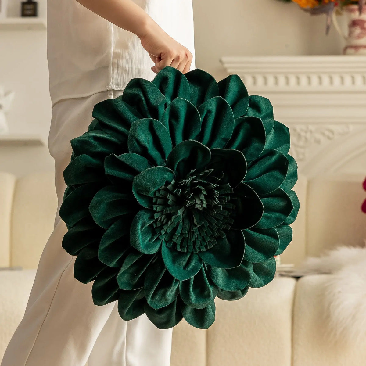 Luxe Velvet Flower Petal Cushion Cover