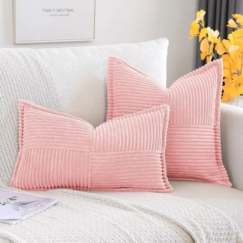 Elegant Striped Corduroy Cushion Cover