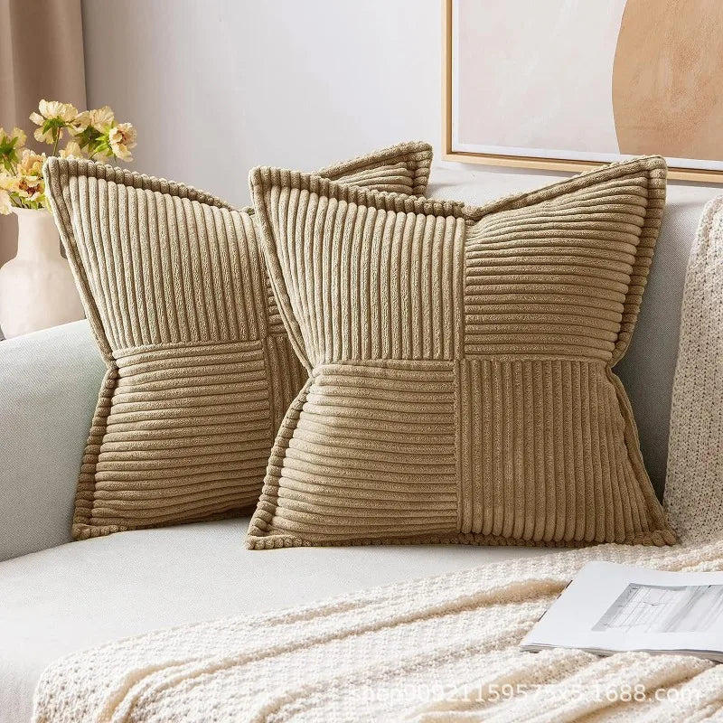 Elegant Striped Corduroy Cushion Cover