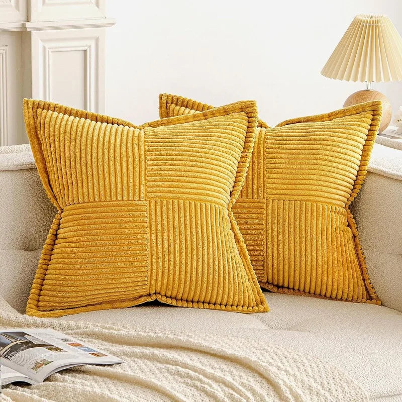 Elegant Striped Corduroy Cushion Cover