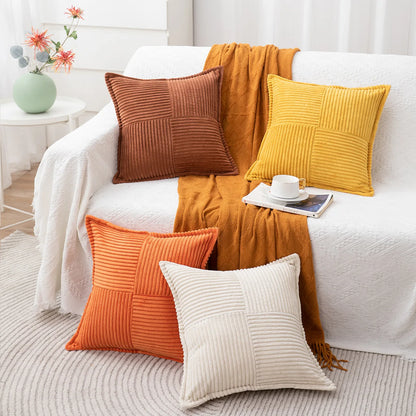 Elegant Striped Corduroy Cushion Cover