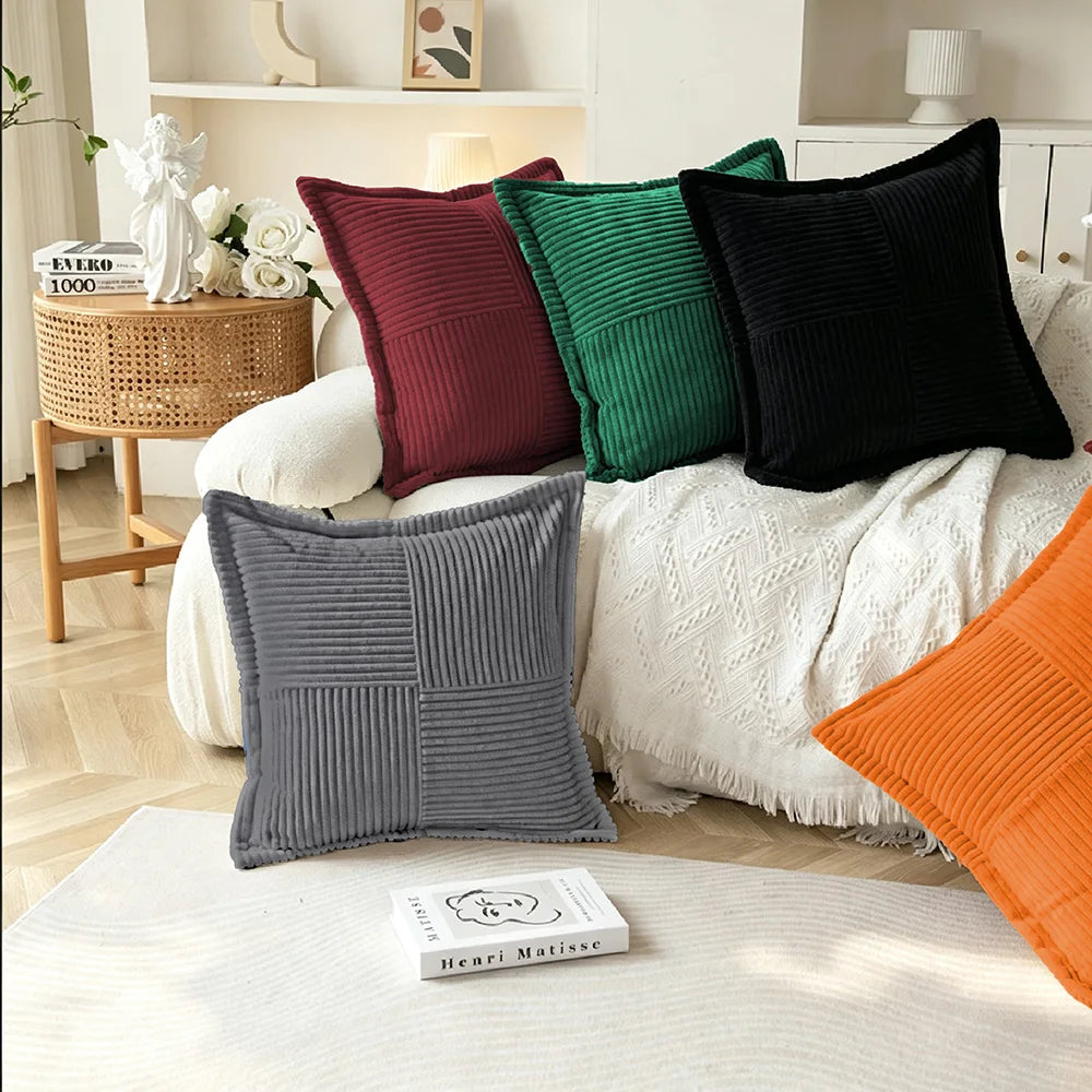 Elegant Striped Corduroy Cushion Cover
