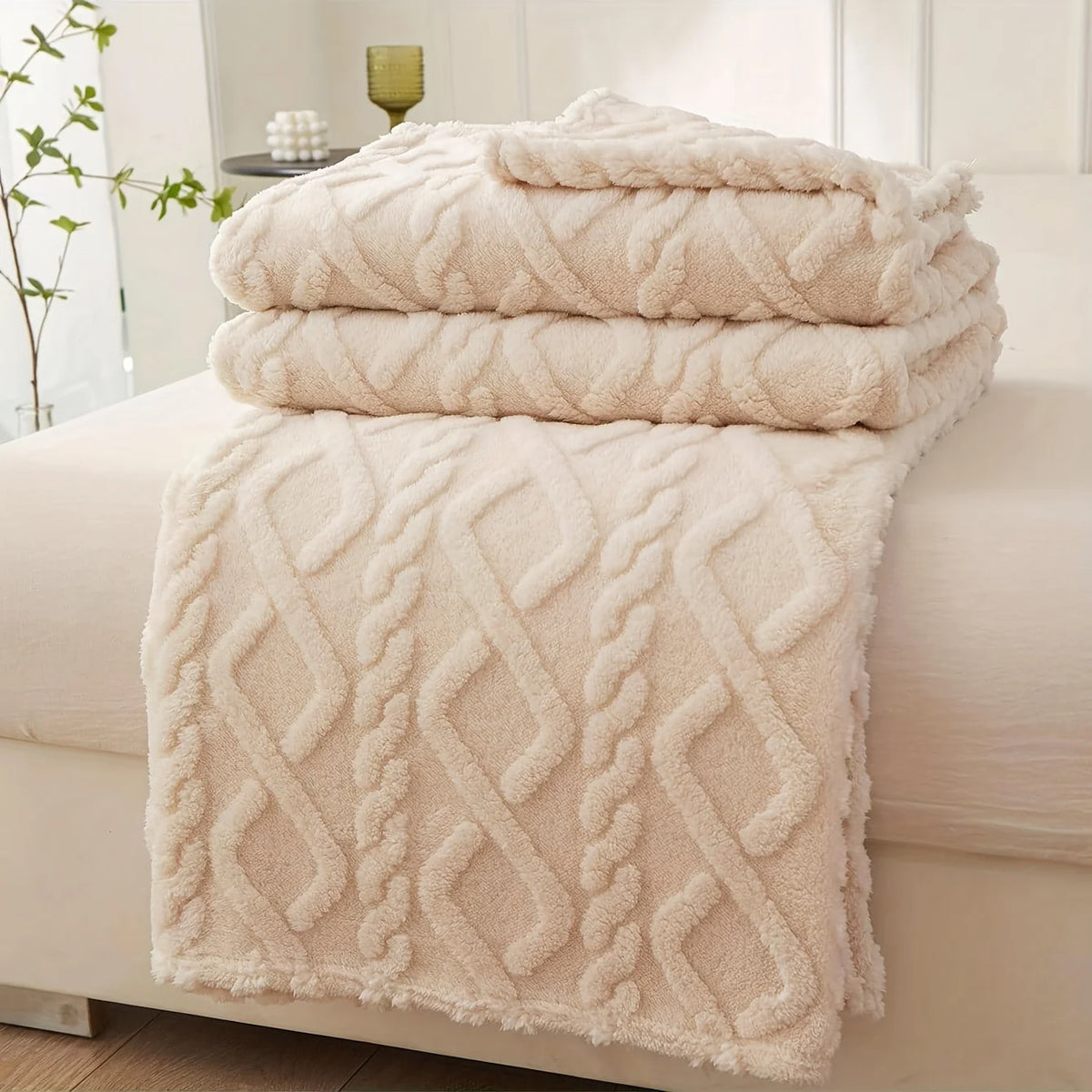 Luxurious Wide Striped Flannel Blanke