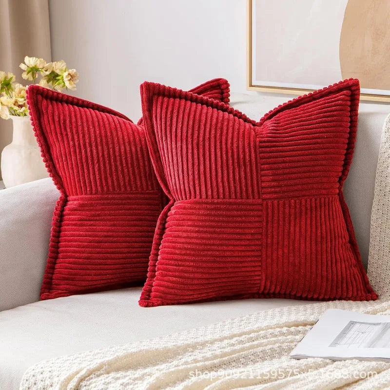 Elegant Striped Corduroy Cushion Cover