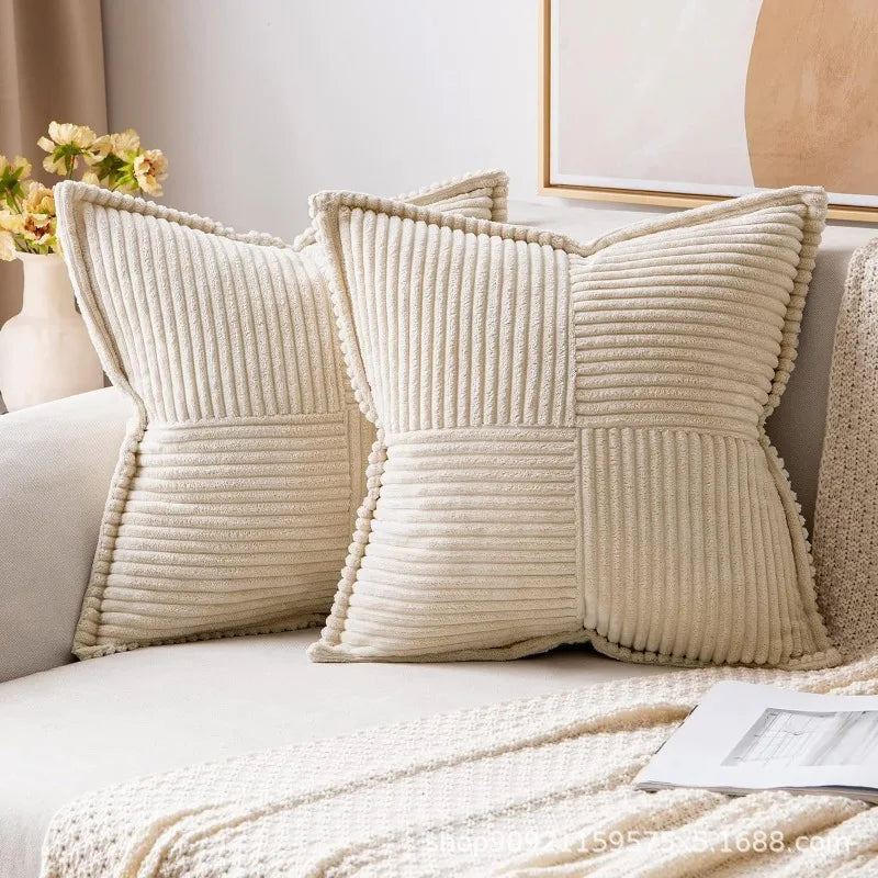 Elegant Striped Corduroy Cushion Cover