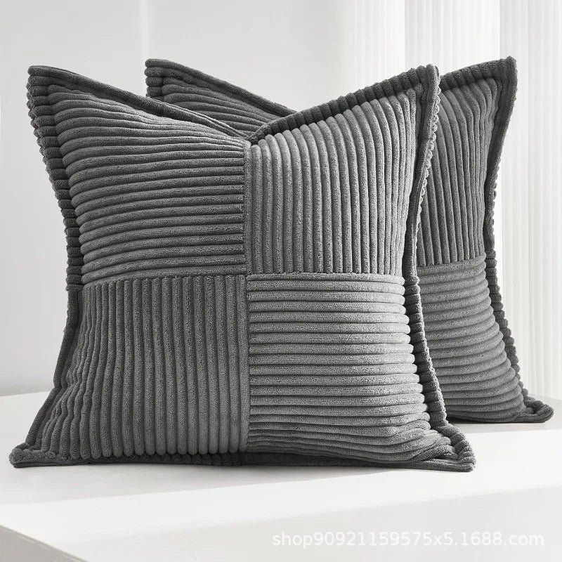 Elegant Striped Corduroy Cushion Cover