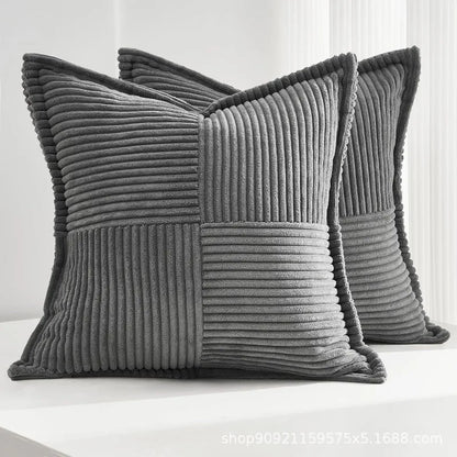 Elegant Striped Corduroy Cushion Cover