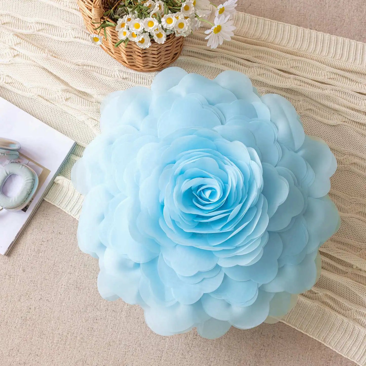 European Flower Cushion Cover Stereoscopic Flower Pillowcase Round Luxury Cushion.