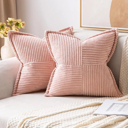 Elegant Striped Corduroy Cushion Cover