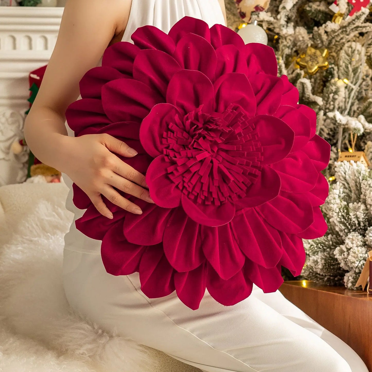 Luxe Velvet Flower Petal Cushion Cover