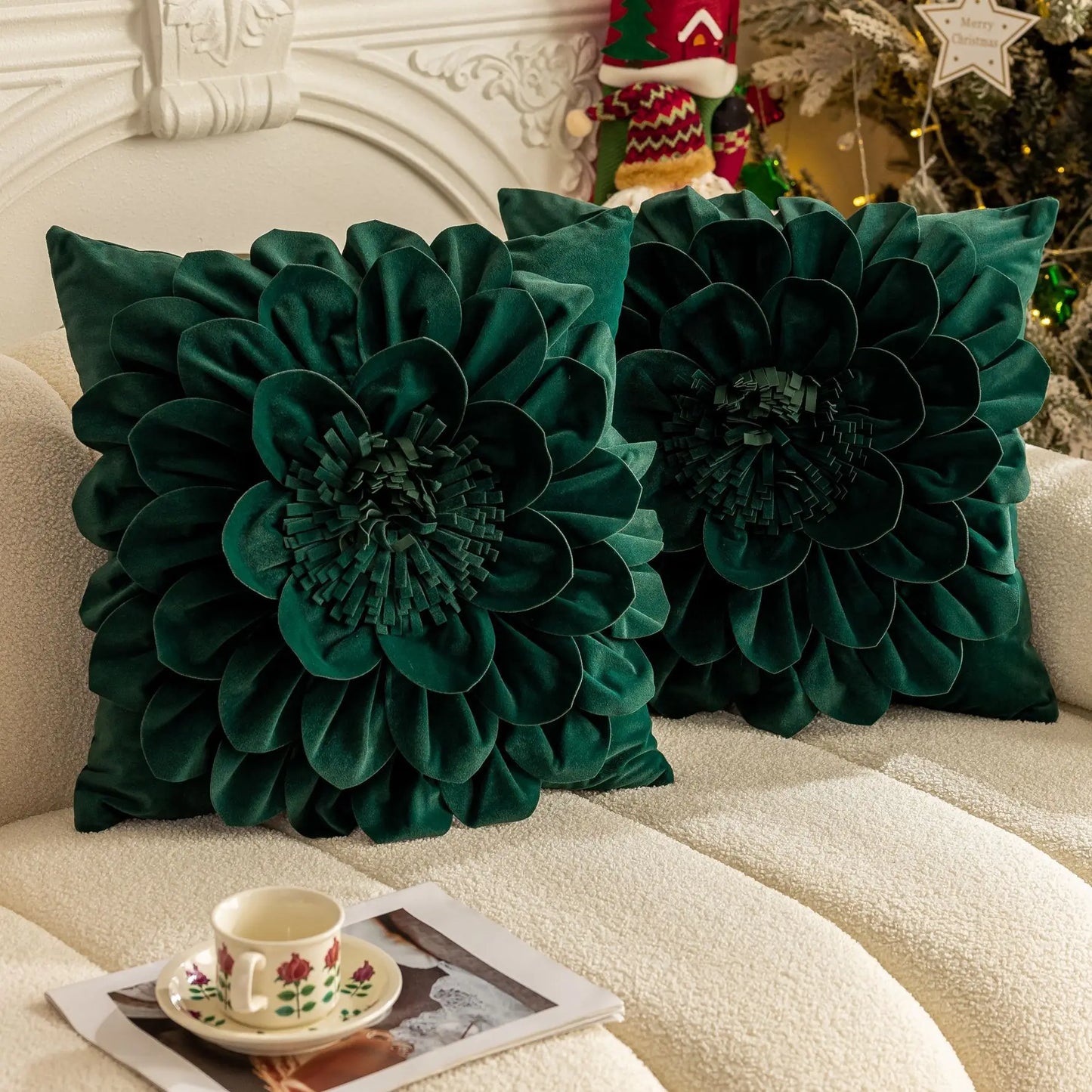 Luxe Velvet Flower Petal Cushion Cover