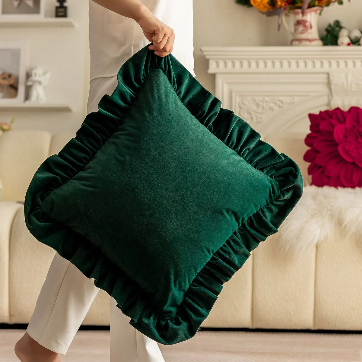 Luxe Velvet Flower Petal Cushion Cover