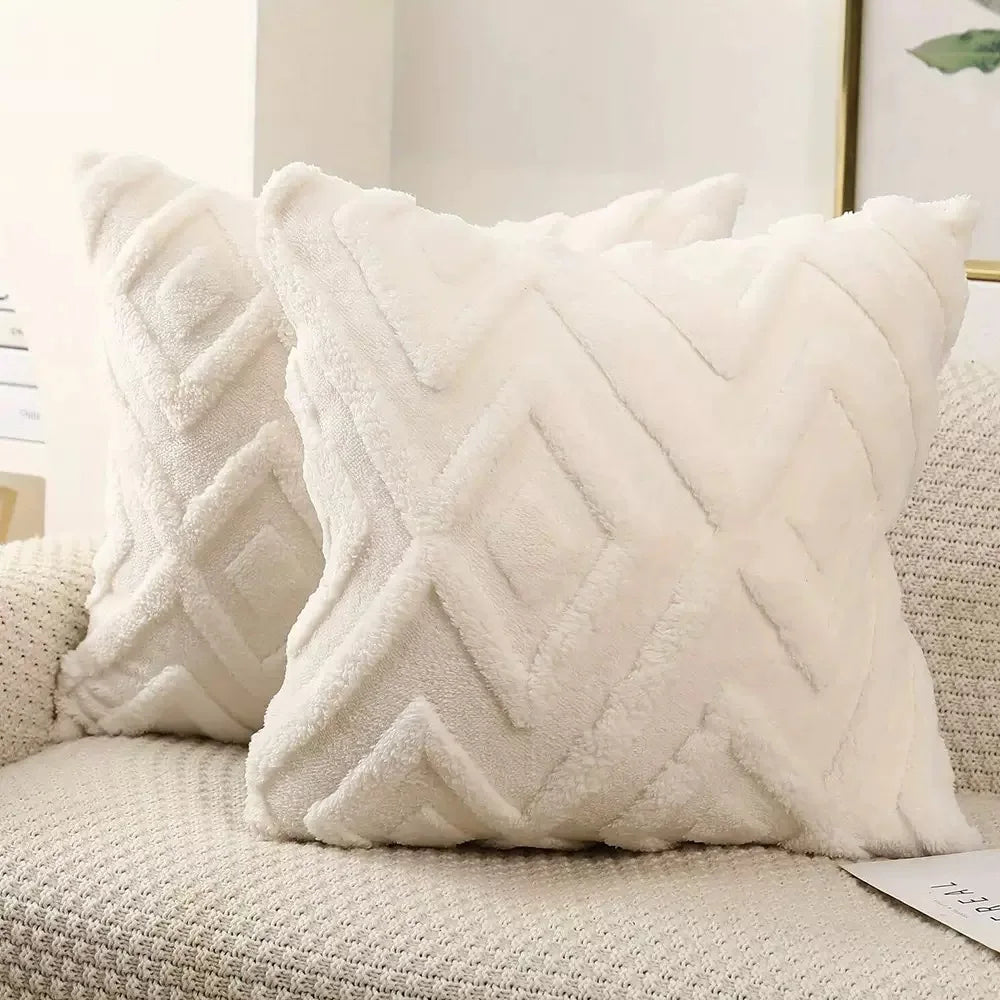 Elegant Geometric Plush Pillow Cover Set