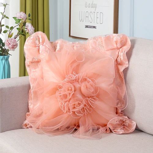 Elegant Lace Square Pillow Cover