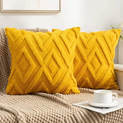 Elegant Geometric Plush Pillow Cover Set