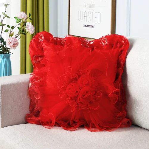 Elegant Lace Square Pillow Cover