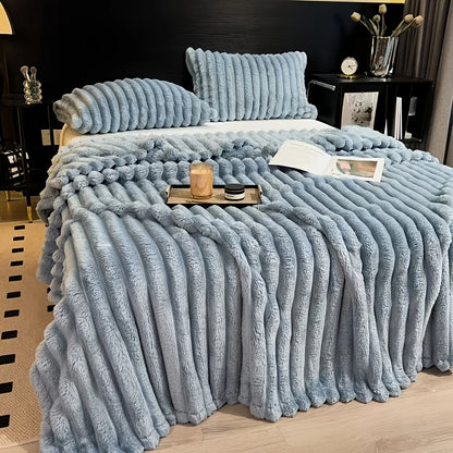 Luxurious Wide Striped Flannel Blanket