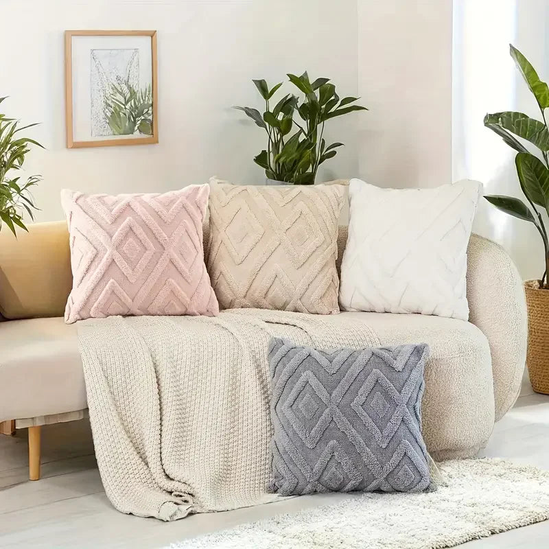 Elegant Geometric Plush Pillow Cover Set