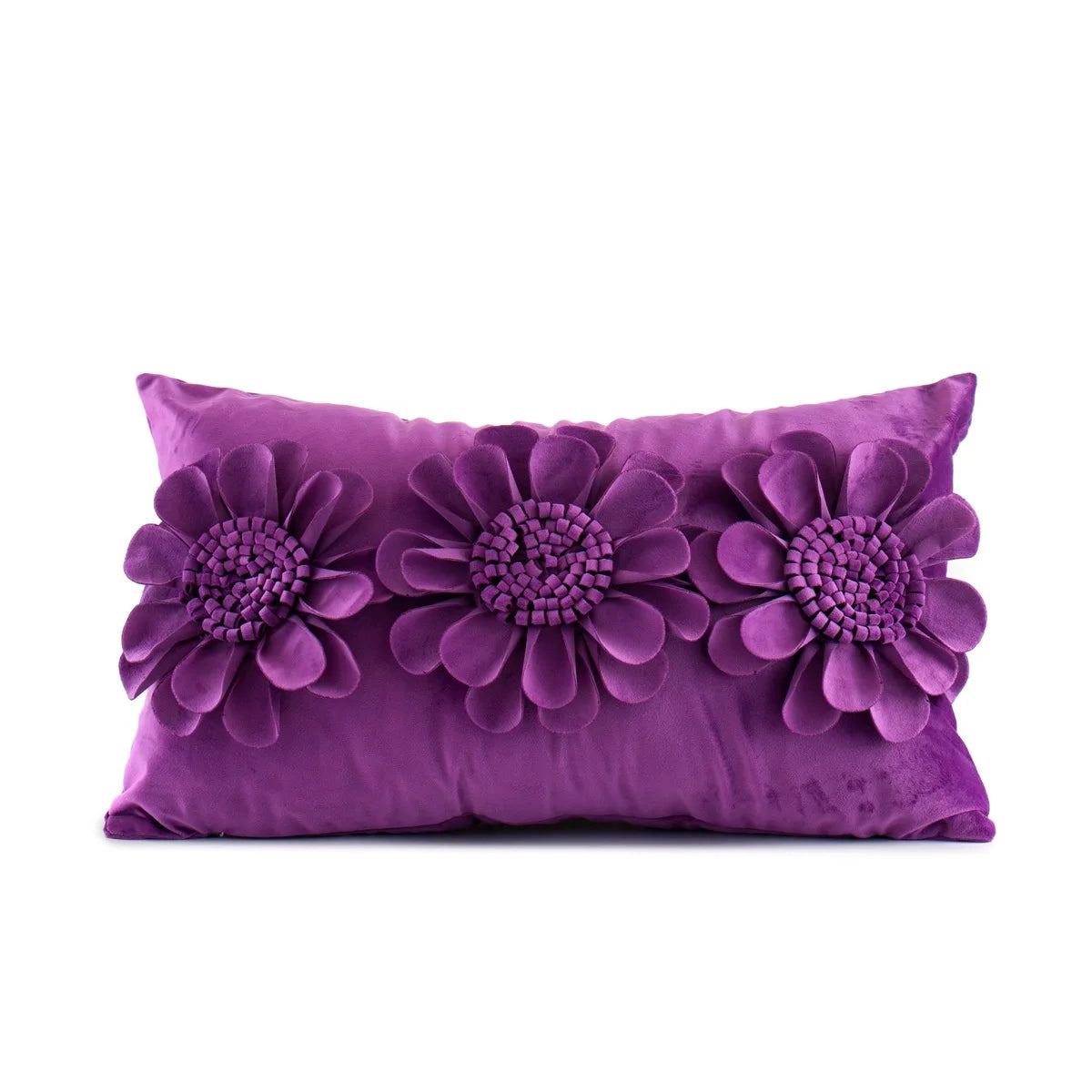 Daisy 3D Flower Pillow Covers Handmade Velvet Petals Home Decor (45x45cm)