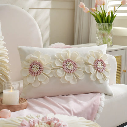 Daisy 3D Flower Pillow Covers Handmade Velvet Petals Home Decor (45x45cm)