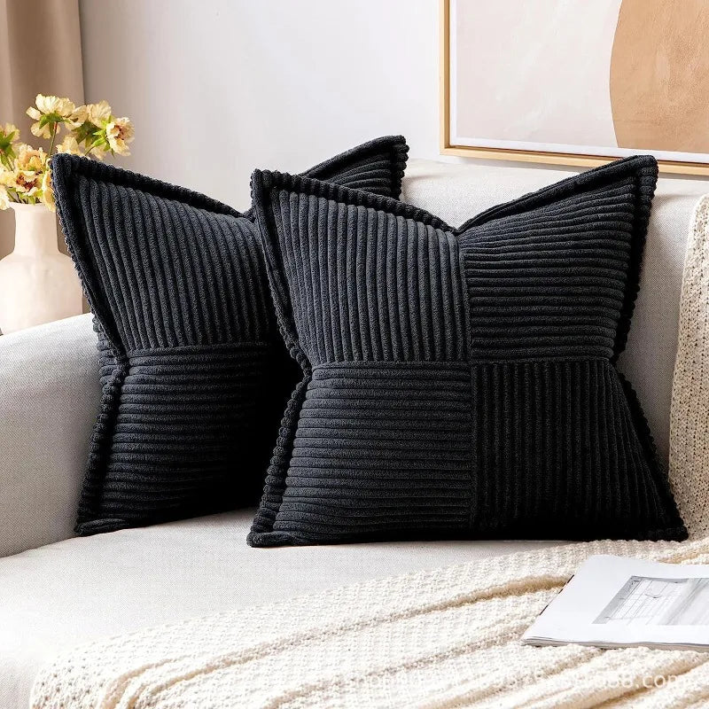 Elegant Striped Corduroy Cushion Cover