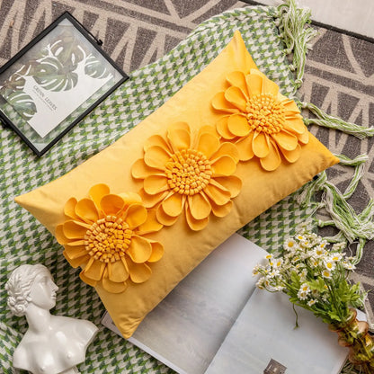 Daisy 3D Flower Pillow Covers Handmade Velvet Petals Home Decor (45x45cm)