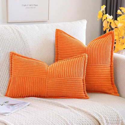 Elegant Striped Corduroy Cushion Cover