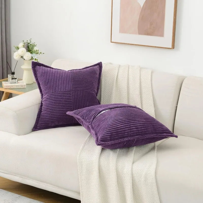 Elegant Striped Corduroy Cushion Cover