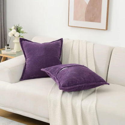 Elegant Striped Corduroy Cushion Cover