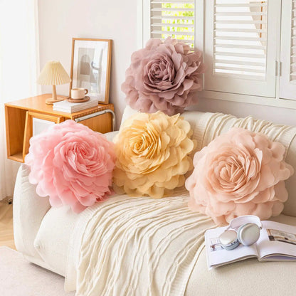 European Flower Cushion Cover Stereoscopic Flower Pillowcase Round Luxury Cushion.