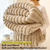 Luxurious Wide Striped Flannel Blanket