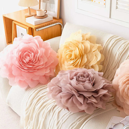 European Flower Cushion Cover Stereoscopic Flower Pillowcase Round Luxury Cushion.