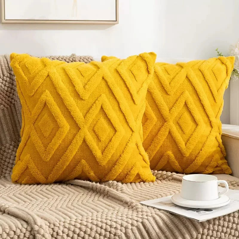 Elegant Geometric Plush Pillow Cover Set