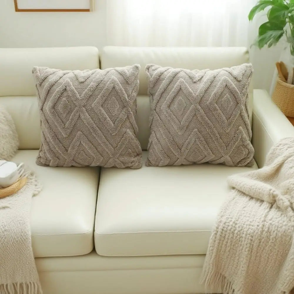 Elegant Geometric Plush Pillow Cover Set