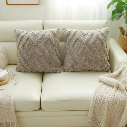 Elegant Geometric Plush Pillow Cover Set