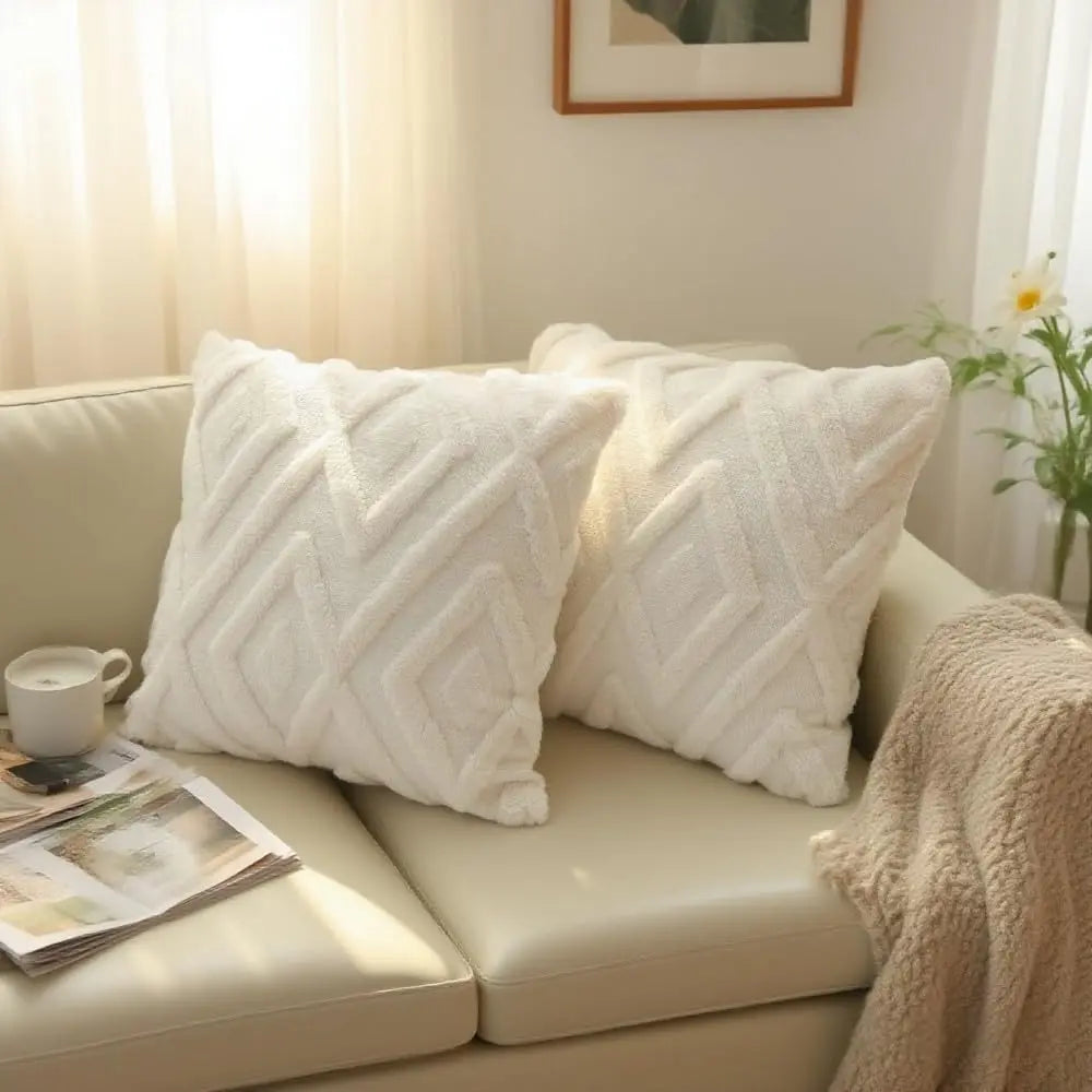 Elegant Geometric Plush Pillow Cover Set