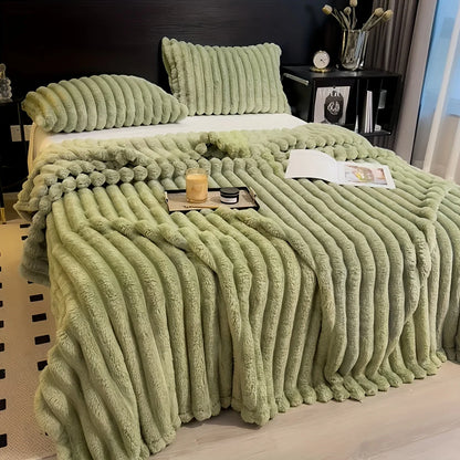 Luxurious Wide Striped Flannel Blanket