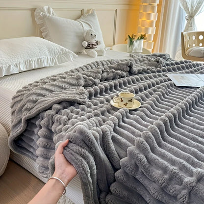 Luxurious Wide Striped Flannel Blanket
